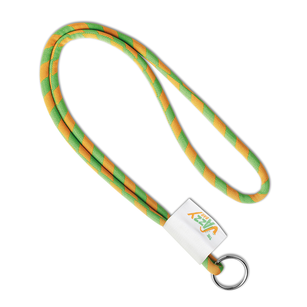 Lanyard de cordón 2 tonos con etiqueta tejida